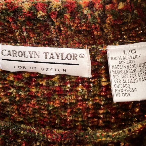 Vintage Earthy Chenille Sweater Sz L Rust Brown Mock Neck Longline Pullover - Picture 5 of 5